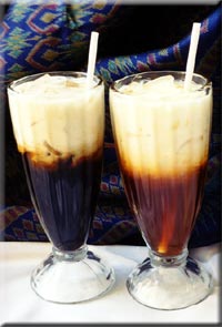 Thai Iced Coffee (left) and Tea